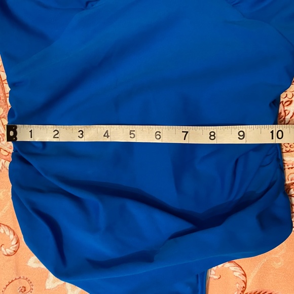 Cupshe One Piece Swimsuit Scalloped Neckline Ruched Waist Bright Blue - Picture 9 of 12